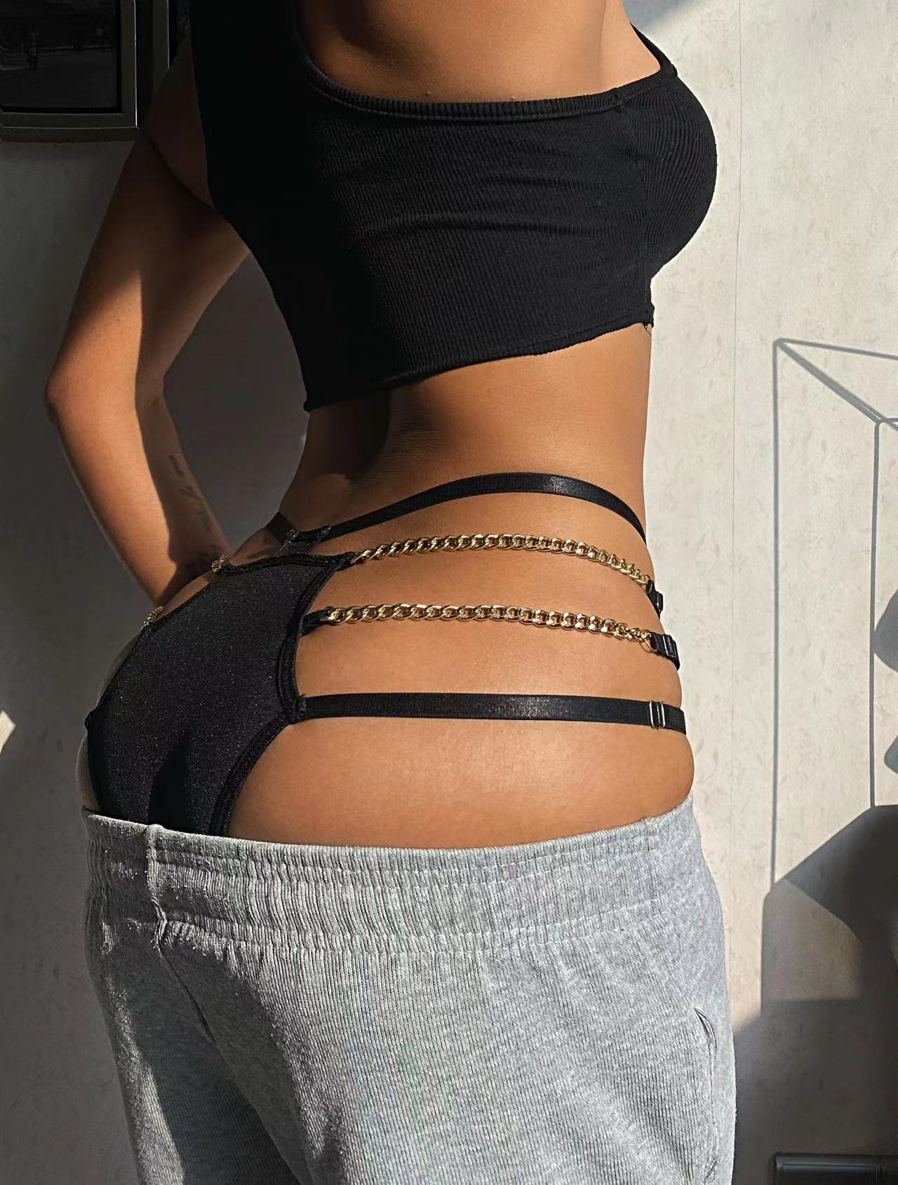 2025 MW2875 2025 sexy fun metal chain connected multi-layer hollow waist chain women's underwear T-pants thong