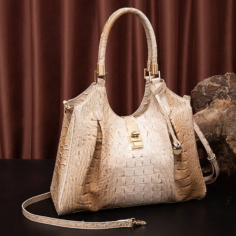 VAKKV New Popularan, 2025n and Middle Eastern New independent station portable messenger retro women's bag multi-color concave and convex crocodile pattern