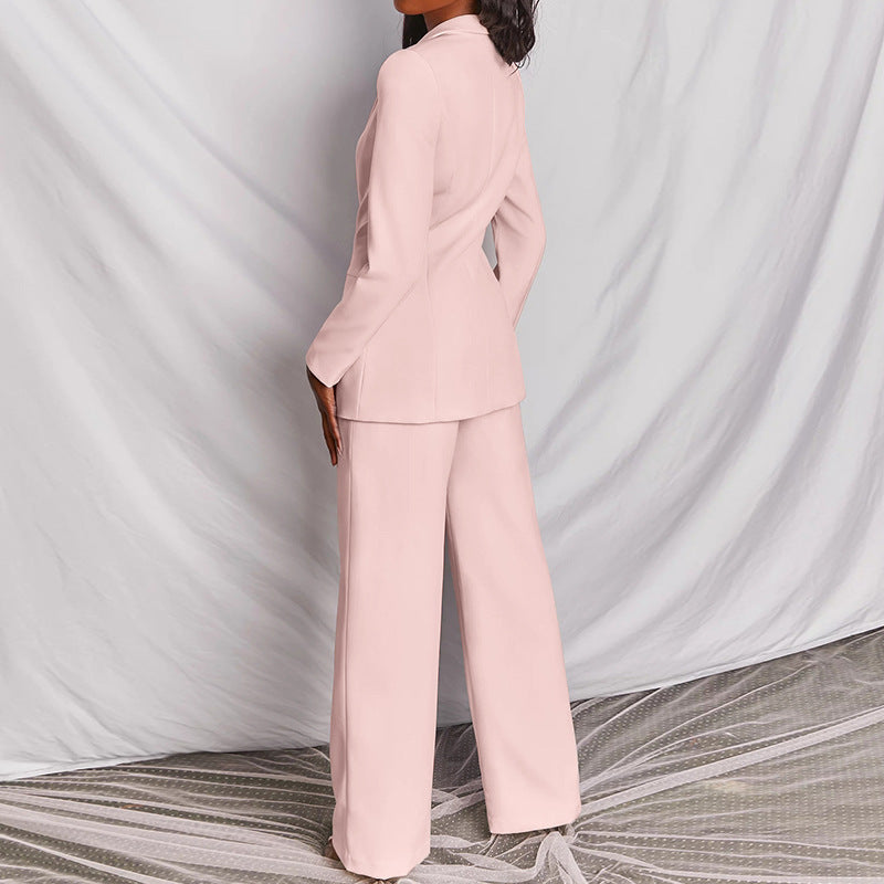Zl1396 in Stock Autumn New Cross-Border Women's Clothing Stylish Temperament Long Sleeves Suit Straight-Leg Trousers Suit