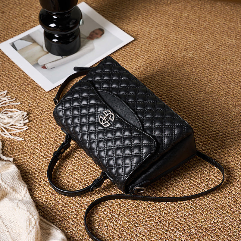 VAKKV 2025 Leather women's bag popular spring and summer new fashion diamond chain handbag premium versatile shoulder messenger big bag tide