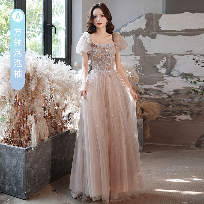 VAKKV Girlfriends Bridesmaid Dress New Spring Fairy Graceful Puff Sleeve Bridesmaid Dress the Wedding Party Evening Dress