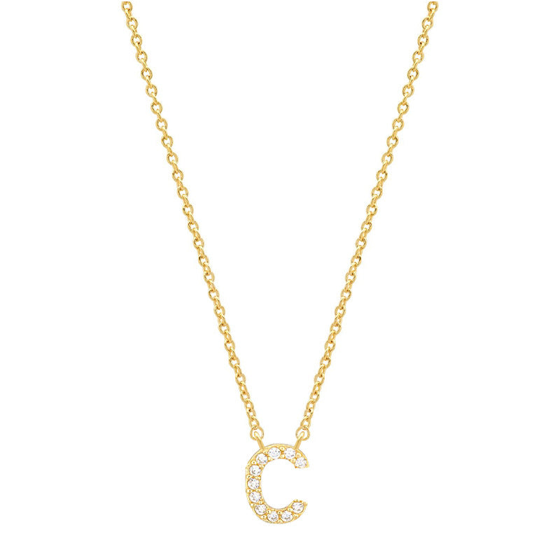 vakkv Hot Selling Fashion All-Match S925 Silver 26 English Letters Pendant Necklace for Women Inlaid Zircon Special-Interest Design