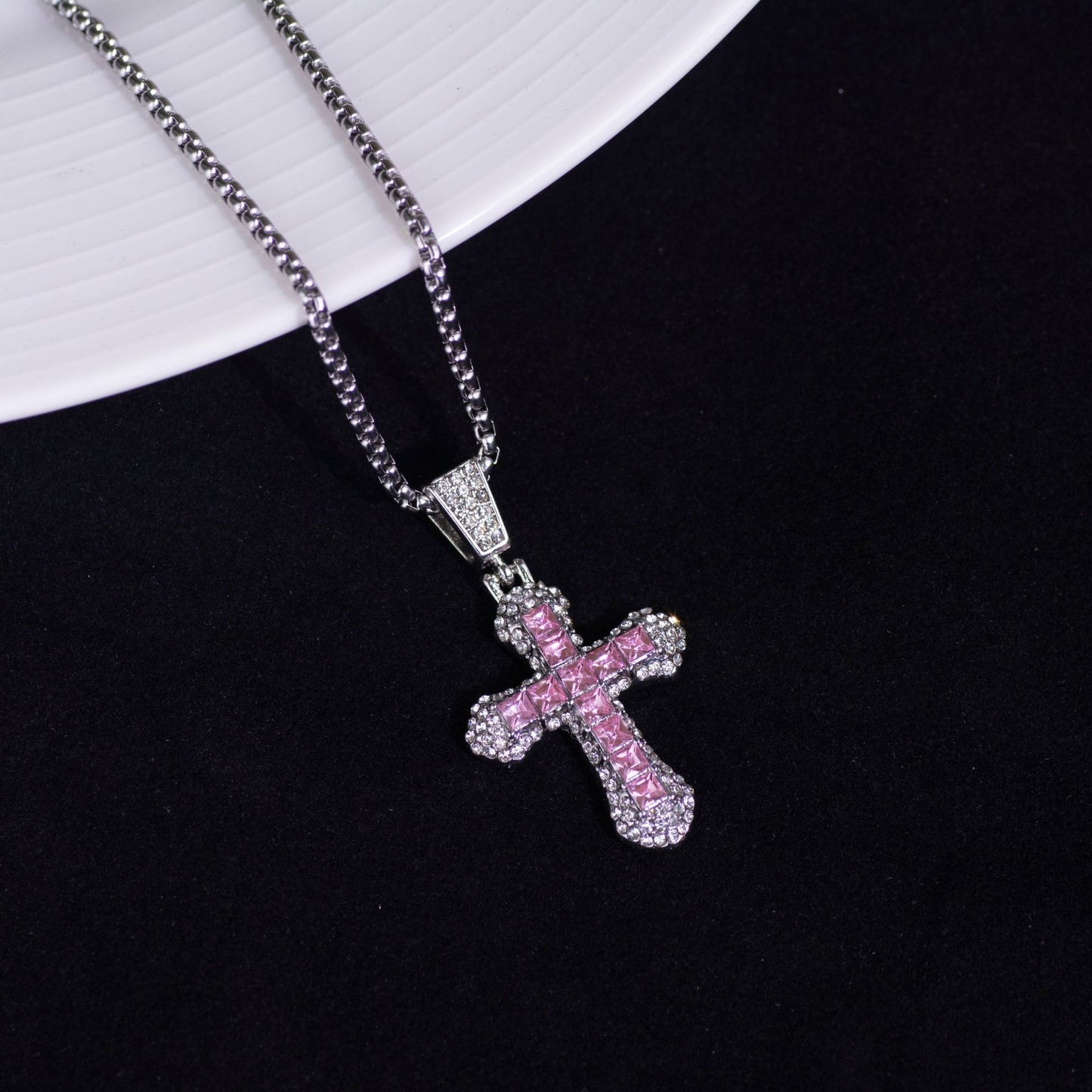 Cross-Border HOTan and NEWn Diamond Cross Necklace New Zircon Pendant Hip Hop Trend Personality Sweater Chain Ornament