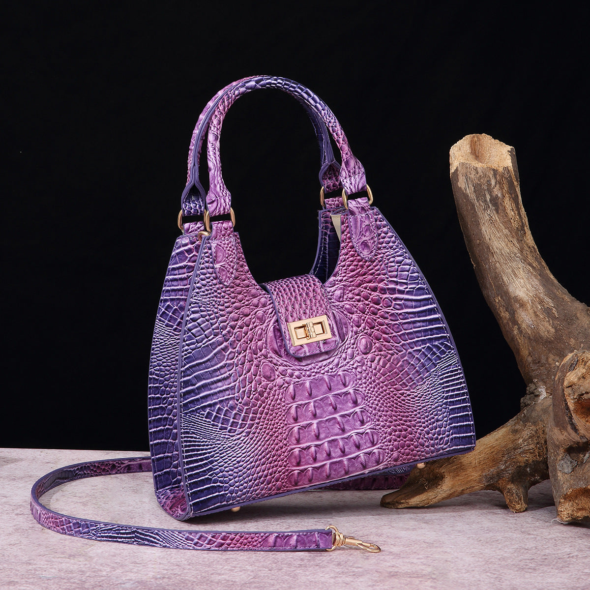 VAKKV Popularan, 2025n retro Middle East New independent station hand-held underarm bag method stick women's bag crocodile pattern Brahman