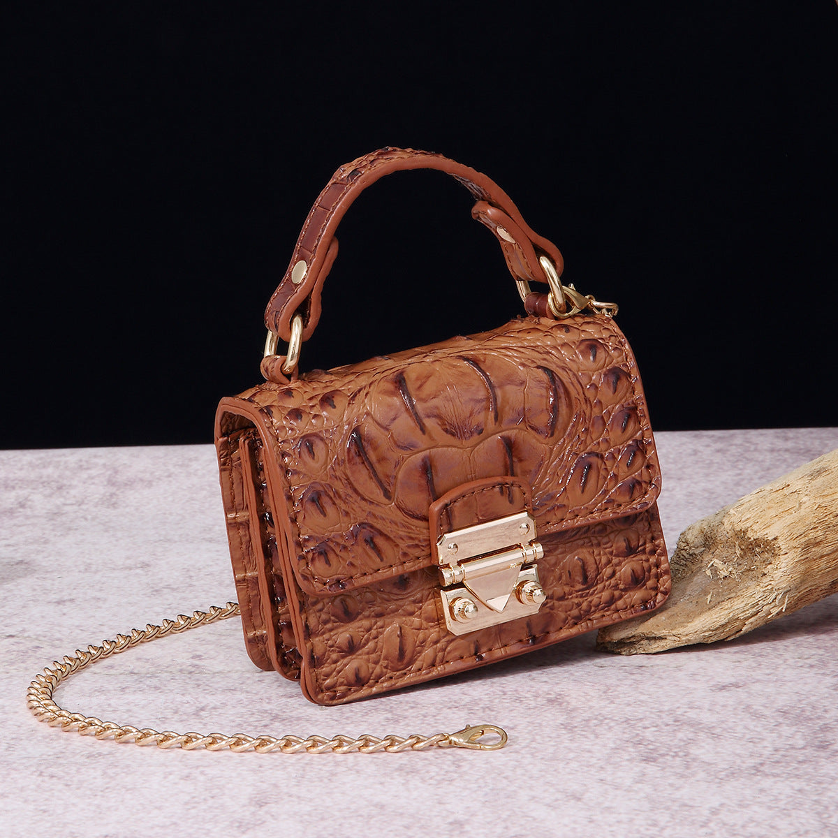 VAKKV Popular, 2025 and the United States for trans-Middle East New Crossbody One Shoulder Retro Women's Bag Multi-colored Crocodile Pattern Brahman