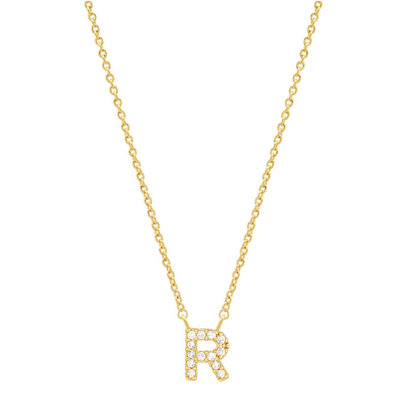 vakkv Hot Selling Fashion All-Match S925 Silver 26 English Letters Pendant Necklace for Women Inlaid Zircon Special-Interest Design