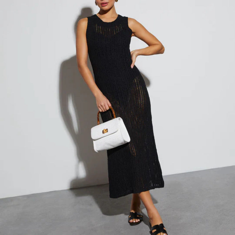spring and summer new Popular trade hot n skirt women's sexy sleeveless perspective knitted dress women