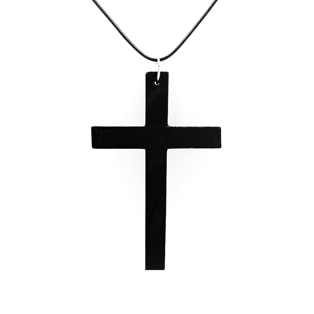 vakkv Hot Sale HOTan and NEWn Fashion Cross Necklace Wooden Simple All-Match Sweater Chain Accessories in Stock Wholesale