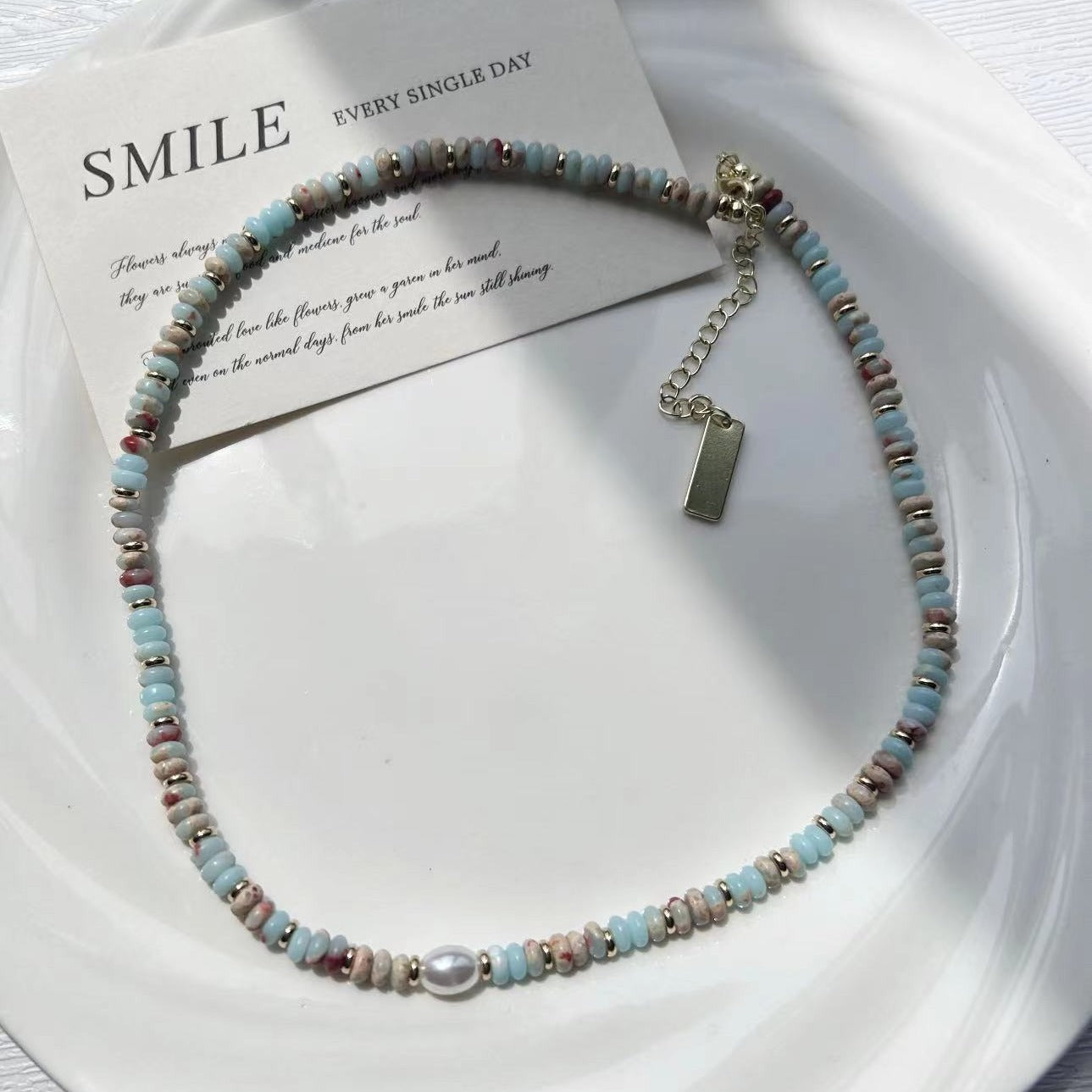 Natural Color Beaded Jasper Freshwater Pearl Necklace for Women New Popular Light Luxury Minority Clavicle Necklace