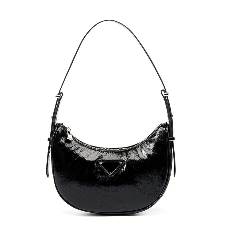 VAKKV 2025 Summer first-layer cowhide crescent bag women's popular new spring and summer senior half-moon bag commuter shoulder messenger bag