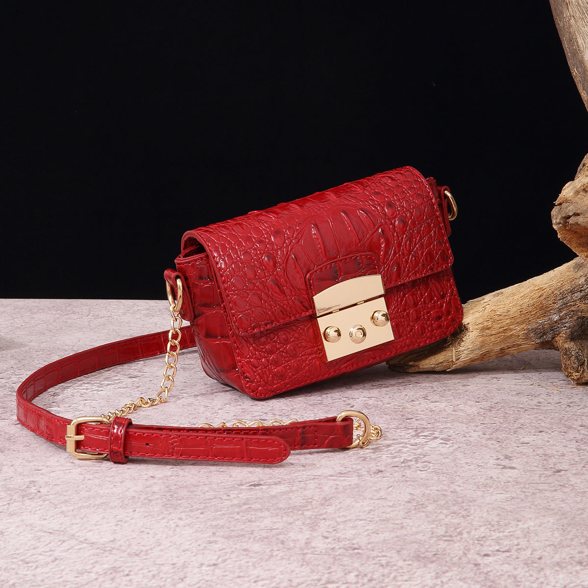 VAKKV Popular, 2025 and the Middle East for New independent station crossbody shoulder retro women's bag multi-colored crocodile pattern Brahman