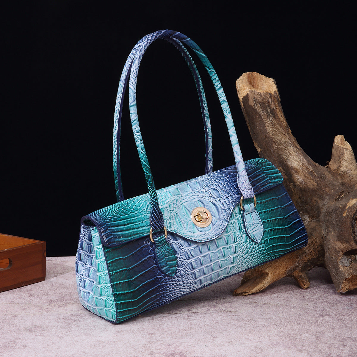 VAKKV Popularan, 2025n retro Middle East New independent station hand-held underarm bag method stick women's bag crocodile pattern Brahman