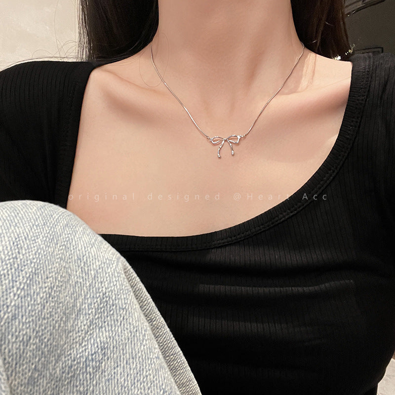 Butterfly Tassel Necklace for Women South Korea Light Luxury High-Grade Clavicle Chain New Popular Minority All-Match Ornament