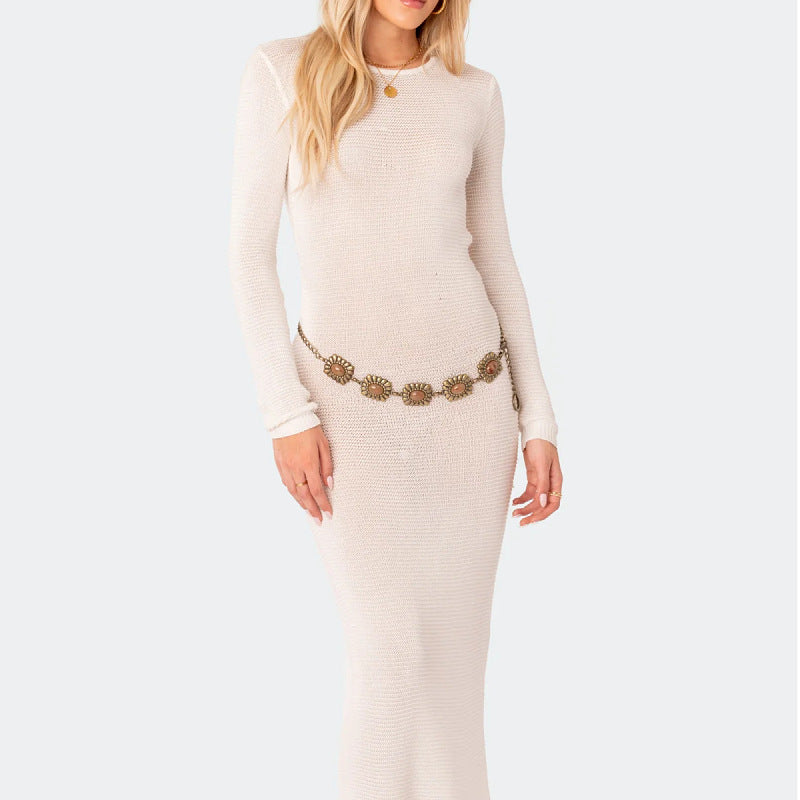 New new women's clothing nightclub sexy backless tight-fitting perspective sex blouse knitted dress women's wholesale