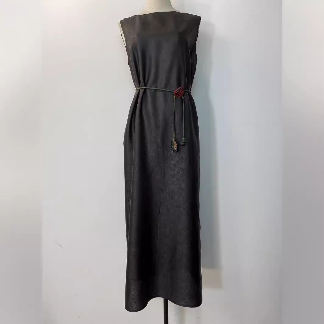 Shunde Xiangyun Sha One Shoulder Sleeveless Dress for Women's Spring/Summer New Product Commuting Style Evening Split Dress