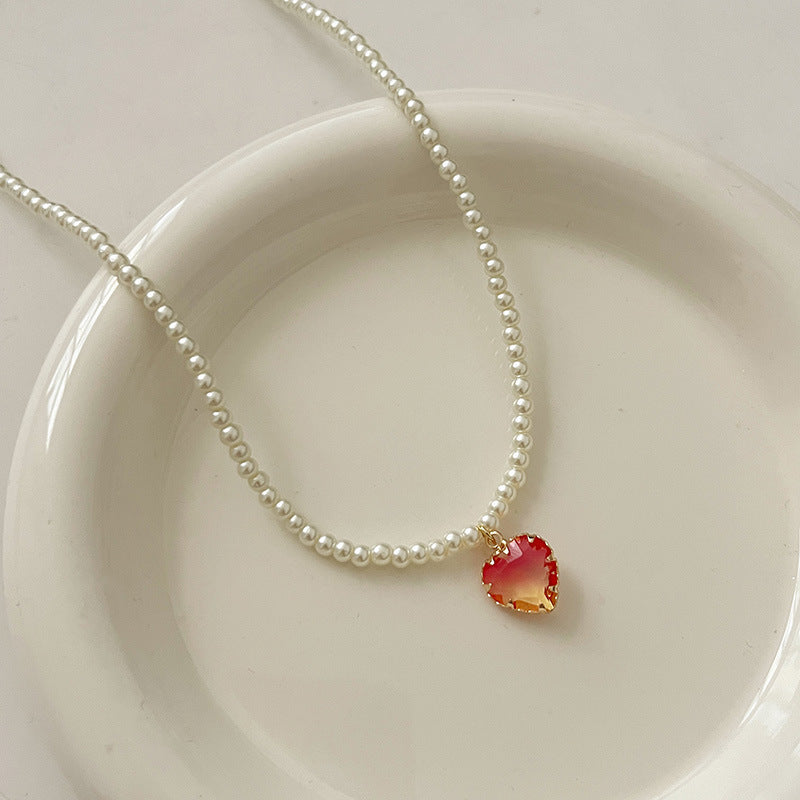 Ni Ni Same Style Pearl Necklace for Women Light Luxury Temperament High-Grade Clavicle Chain New Popular Niche Necklace