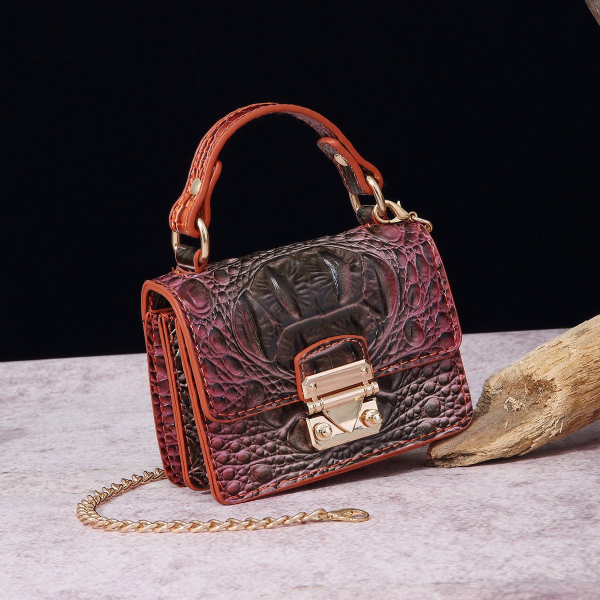 VAKKV Popular, 2025 and the United States for trans-Middle East New Crossbody One Shoulder Retro Women's Bag Multi-colored Crocodile Pattern Brahman