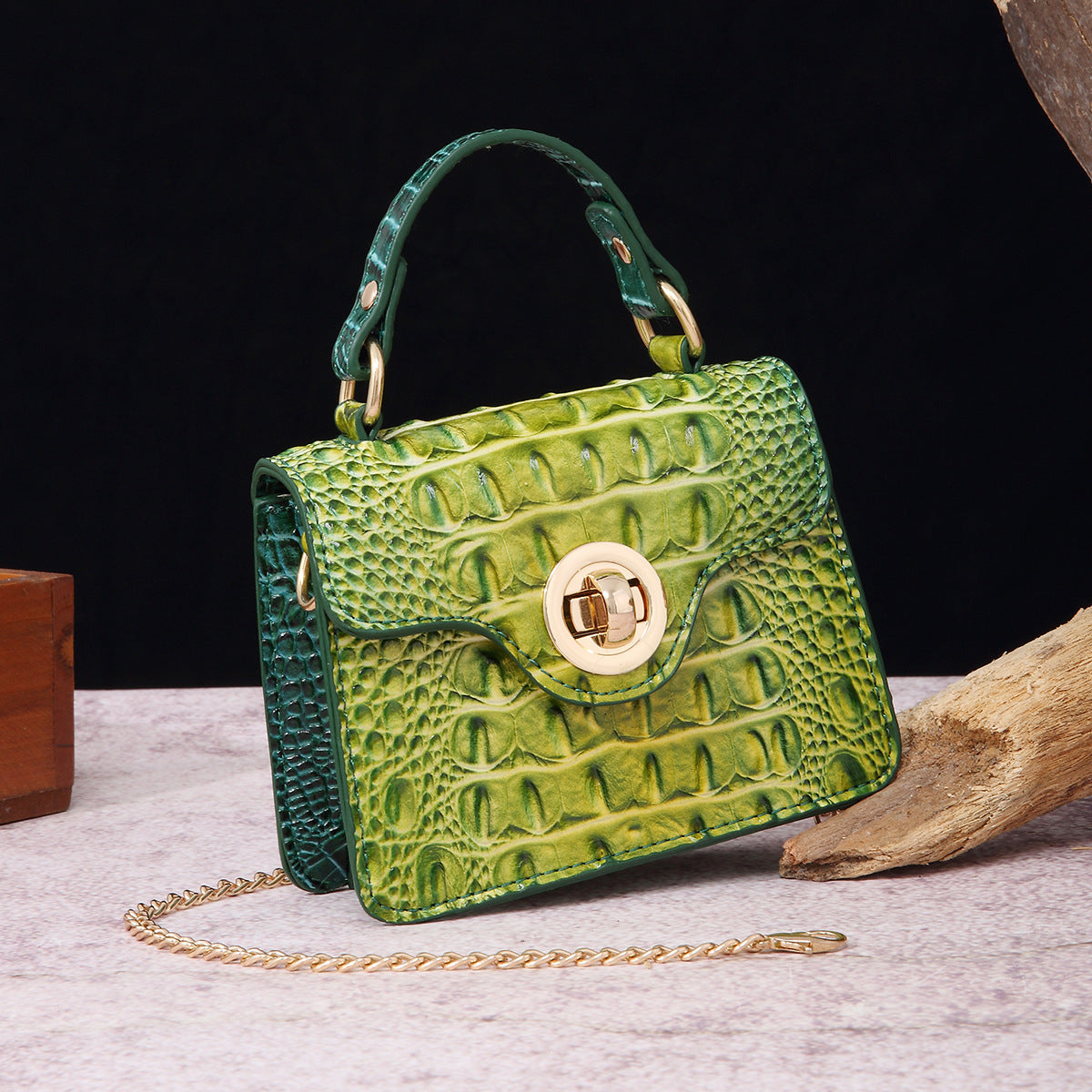VAKKV 2025 New independent station portable messenger wallet mother and child retro women's bag multi-colored Brahman crocodile pattern