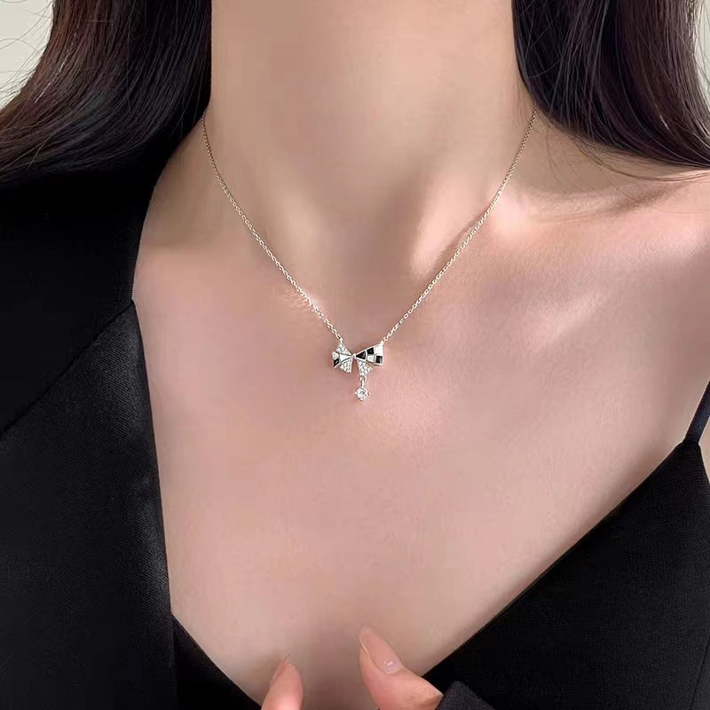 S925 Silver Light Luxury Necklace Versatile Trendy Clavicle Chain Female Butterfly Simple Niche High Sense Elegant Sweater Chain Ornament