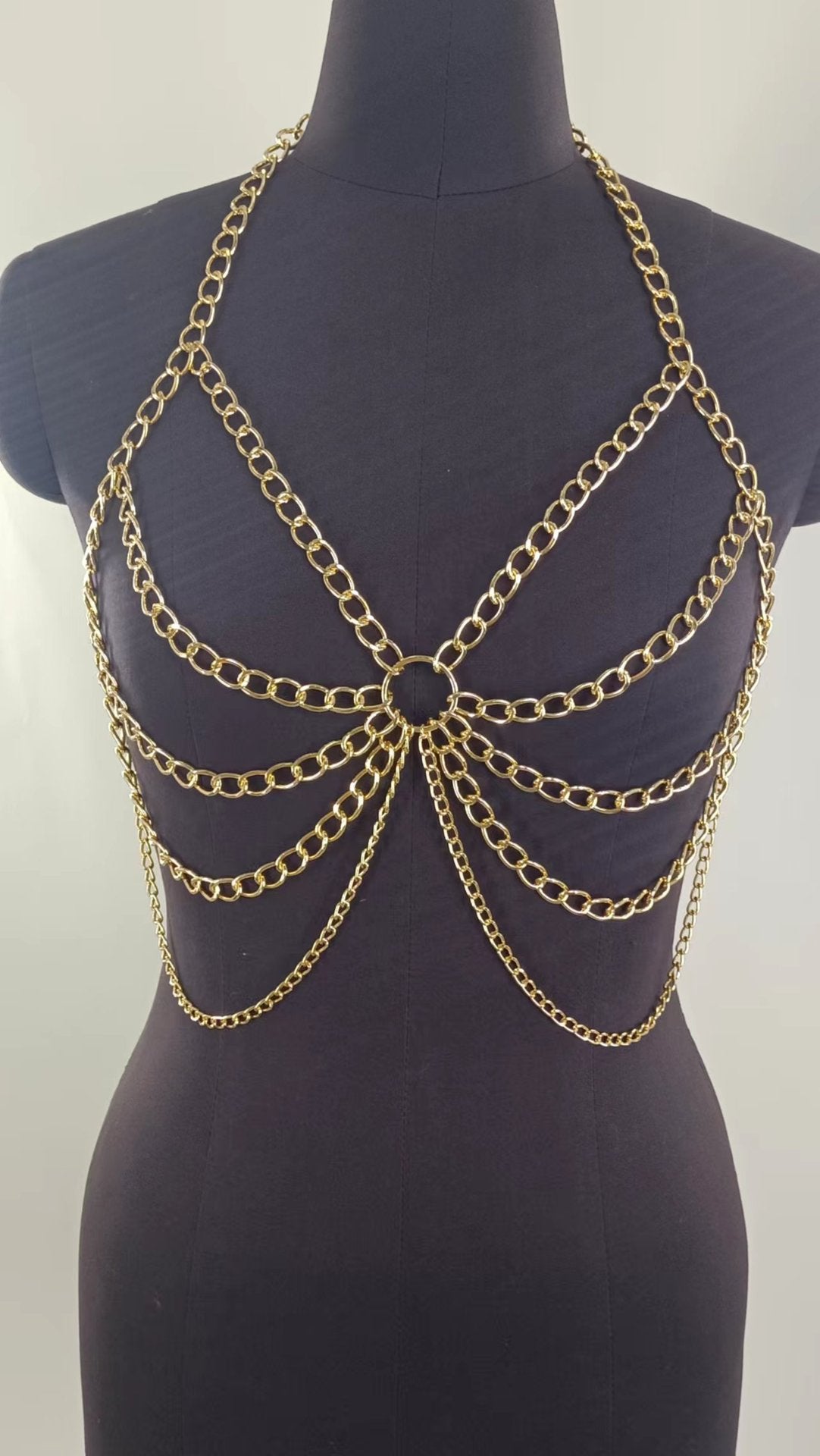 2025 MW3169 2025 vest sexy small ring metal chain connected neck halter top small vest body chain
