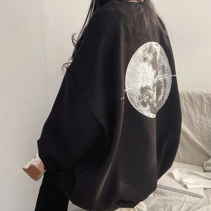 VAKKV Manufacturer heavy 2025n moon plus size long-sleeved sweater women's popular new loose round neck trendy brand lazy chic