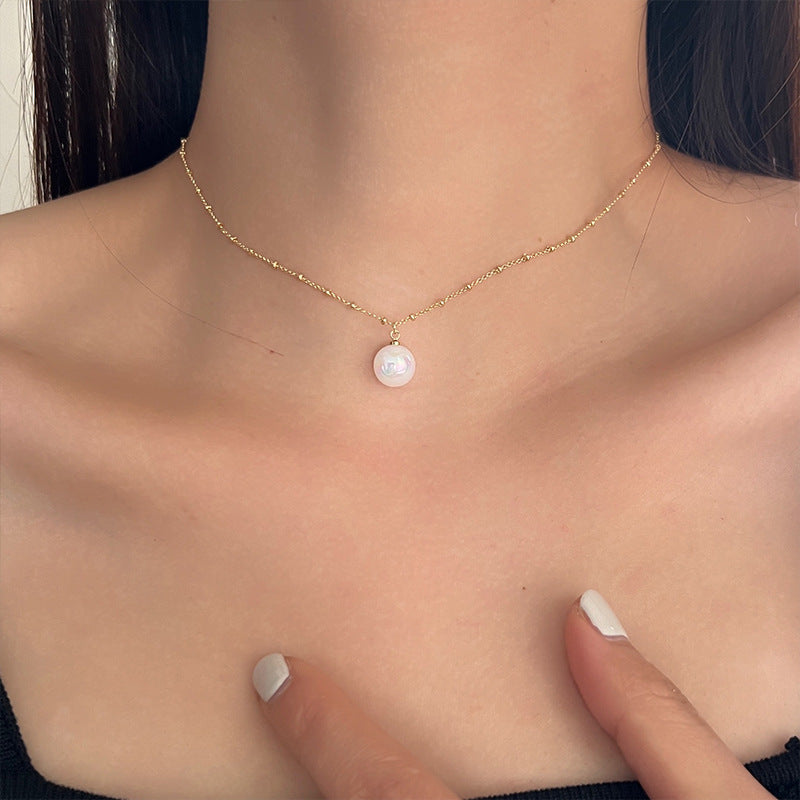 Ni Ni Same Style Pearl Necklace for Women Light Luxury Temperament High-Grade Clavicle Chain New Popular Niche Necklace