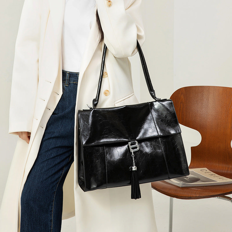2025 Shoulder bag women's popular new rodeo tote bag fashionable and simple commuter bag high-end sense large-capacity women's bag