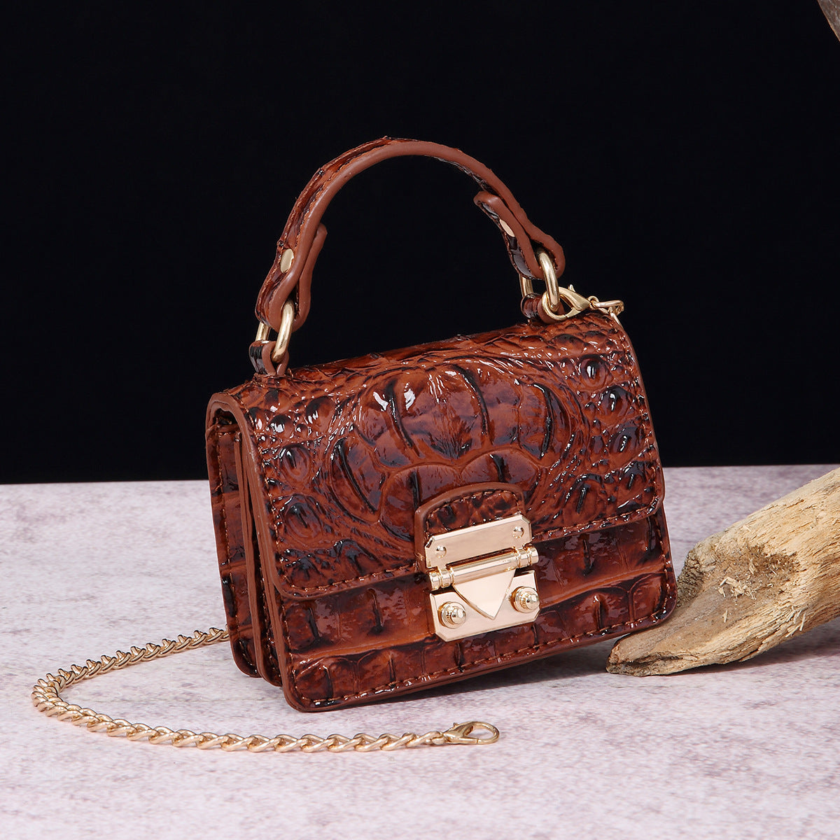 VAKKV Popular, 2025 and the United States for trans-Middle East New Crossbody One Shoulder Retro Women's Bag Multi-colored Crocodile Pattern Brahman