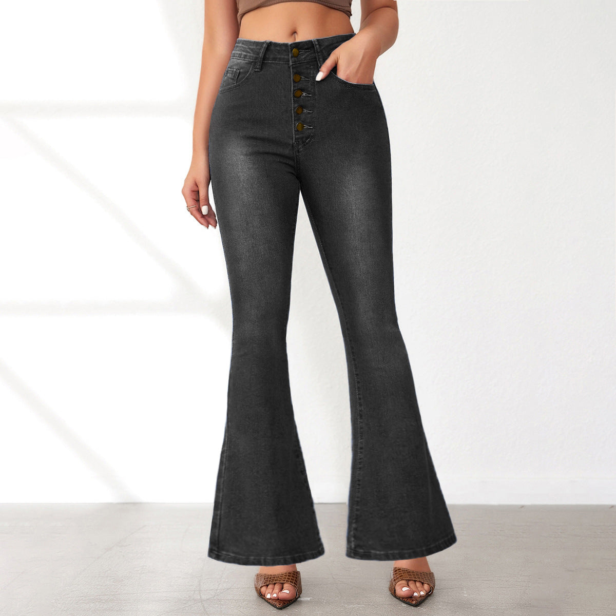 VAKKV with New 2025 high-waisted thin jeans popular spring new temperament commuter trousers