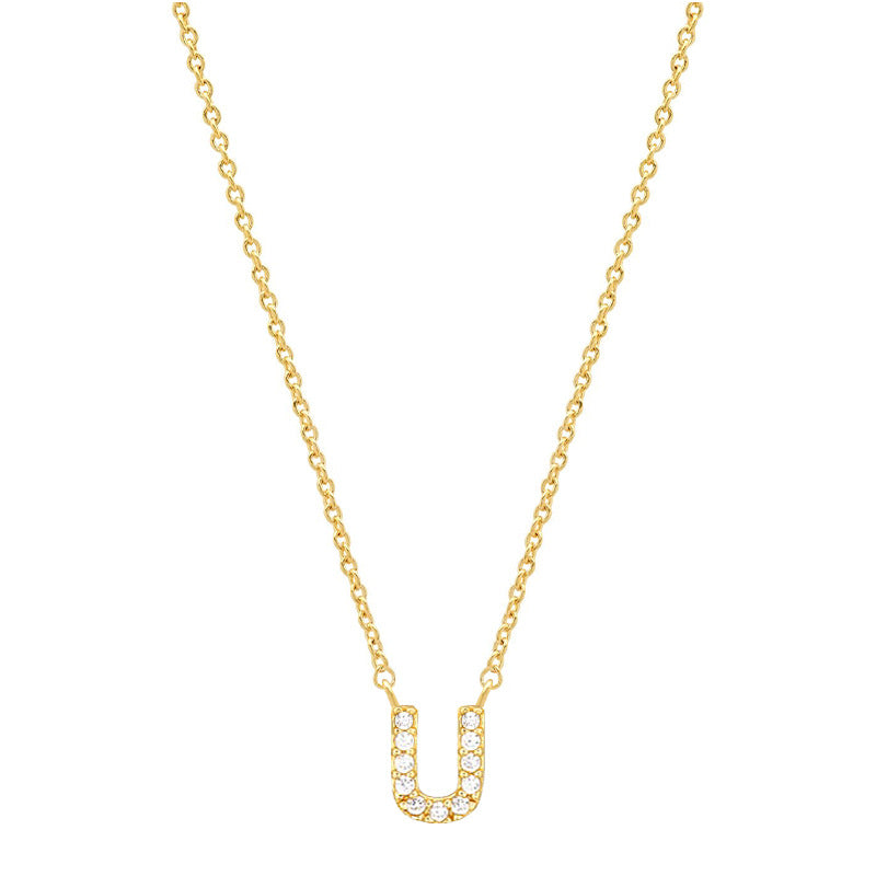 vakkv Hot Selling Fashion All-Match S925 Silver 26 English Letters Pendant Necklace for Women Inlaid Zircon Special-Interest Design