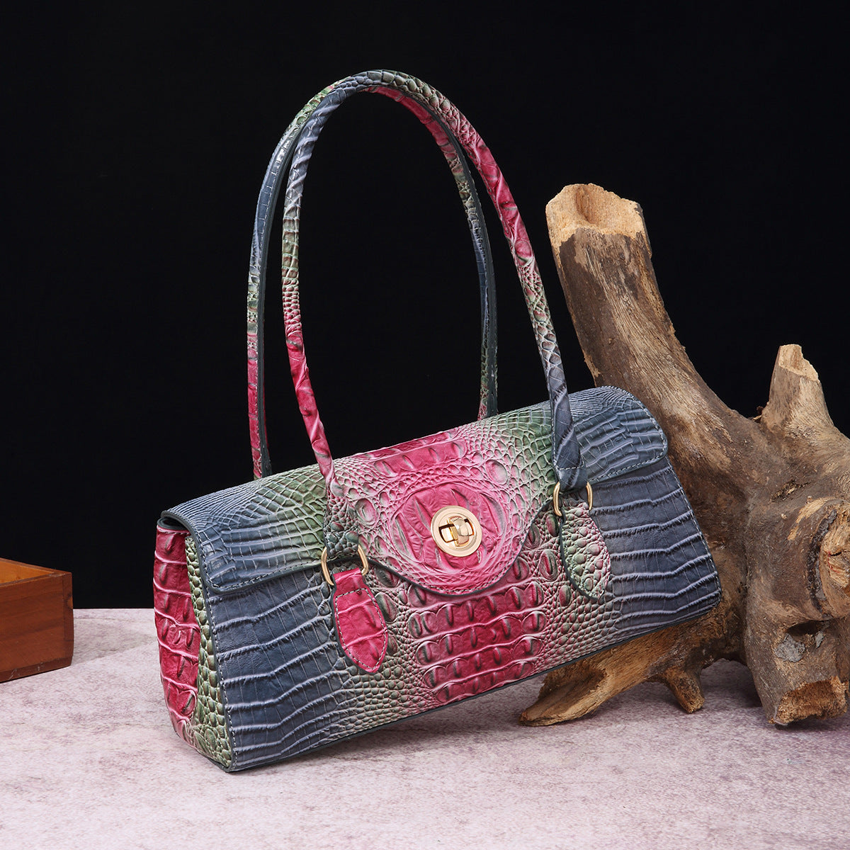 VAKKV Popularan, 2025n retro Middle East New independent station hand-held underarm bag method stick women's bag crocodile pattern Brahman