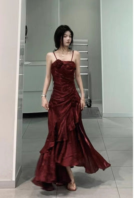 VAKKV Evening Dress New Style Mermaid Blue Sling Dress Women's Summer Princess Birthday Dress