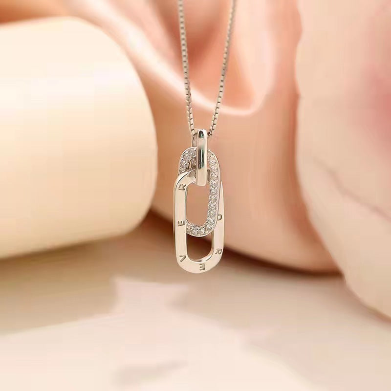 S925 Sterling Silver Interlocking Letter Necklace Fashion Commuter Clavicle Chain 520 Valentine's Day Gift Factory Direct Sales