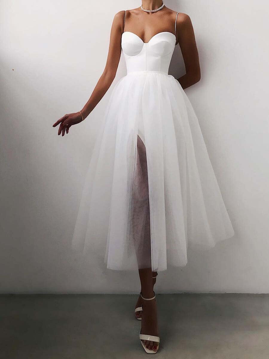 VSKKV 2021 Spring and Summer New European and American Foreign Trade Women's Clothing Independent Station EBay Multicolor Straps Tulle Dress