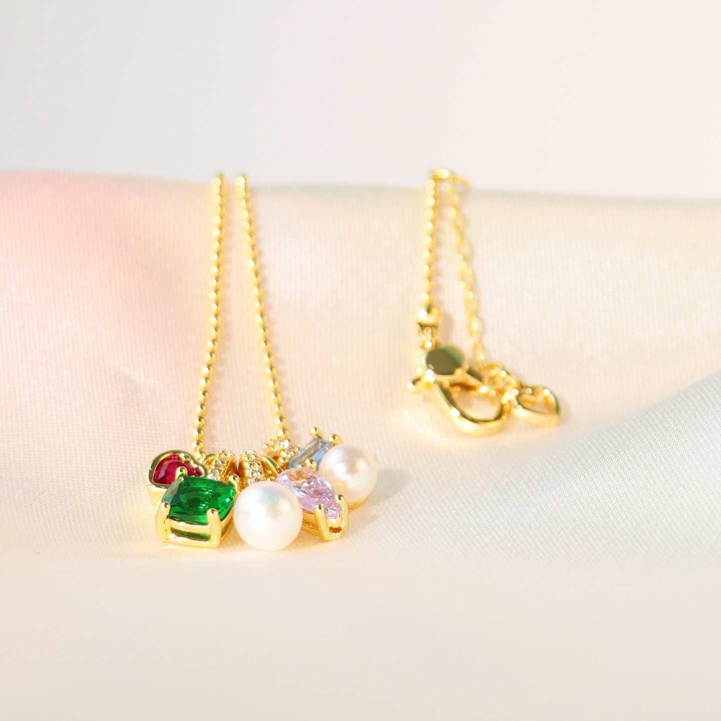 Fashion Trendy Light Luxury Gentle Socialite Style Exquisite KS Special-Interest Design Pearl Zircon Inlaid Multi-Pendant Women's Necklace