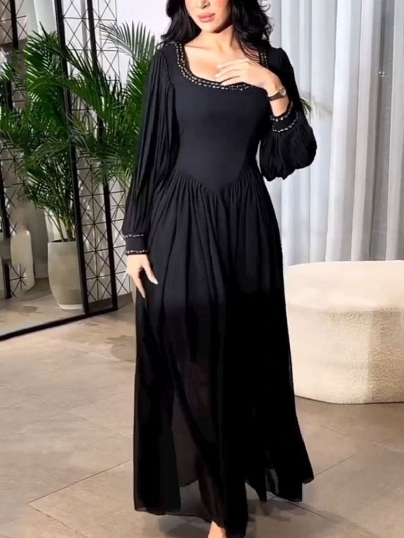 VSKKV Spring and Summer New Cross Border Middle East Temperament Sexy High Waist Beaded Pearl Chiffon Banquet Evening Dress