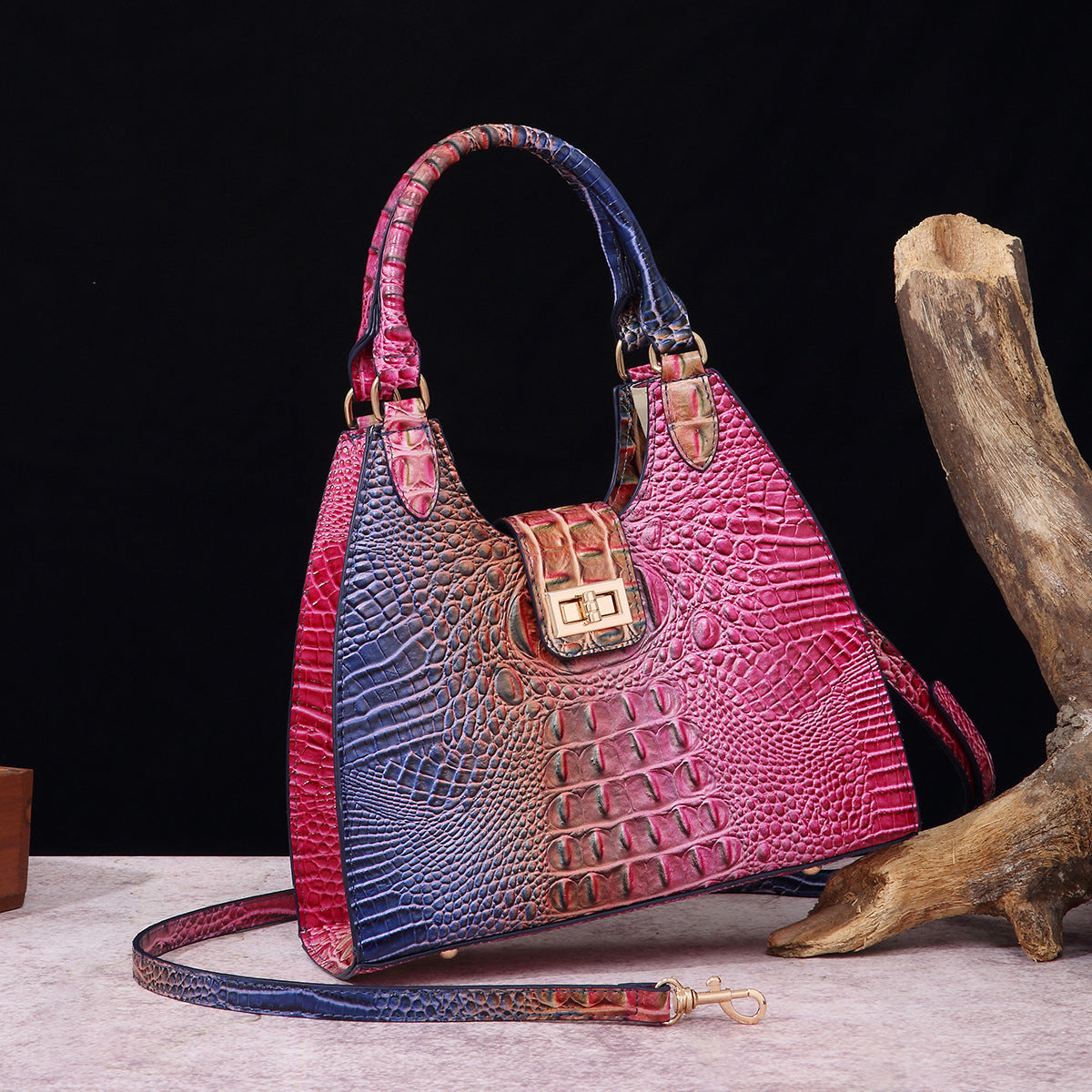 VAKKV Popularan, 2025n retro Middle East New independent station hand-held underarm bag method stick women's bag crocodile pattern Brahman