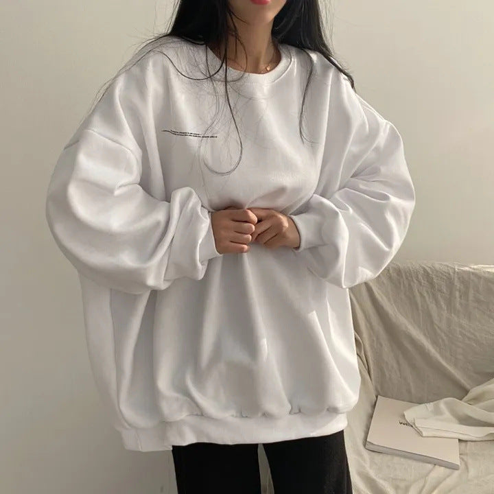 VAKKV Manufacturer Korean version of heavy sweater women's popular new loose round neck white lazy chic 2025n moon plus size