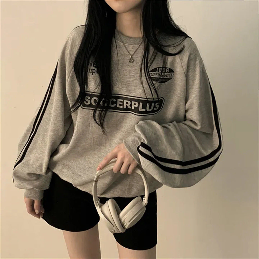 VAKKV Manufacturer 2025n lazy chic Korean version crew neck sweater women's autumn new Korean version loose bf versatile velvet jacket