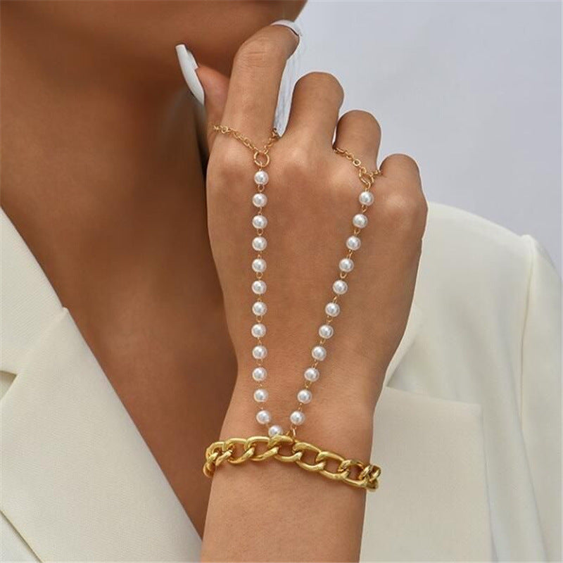 2025 MW3026 2025 Bracelet Hot Trade Simple Fashion Personality Pearl Chain Metal Chain Combination Bracelet Jewelry