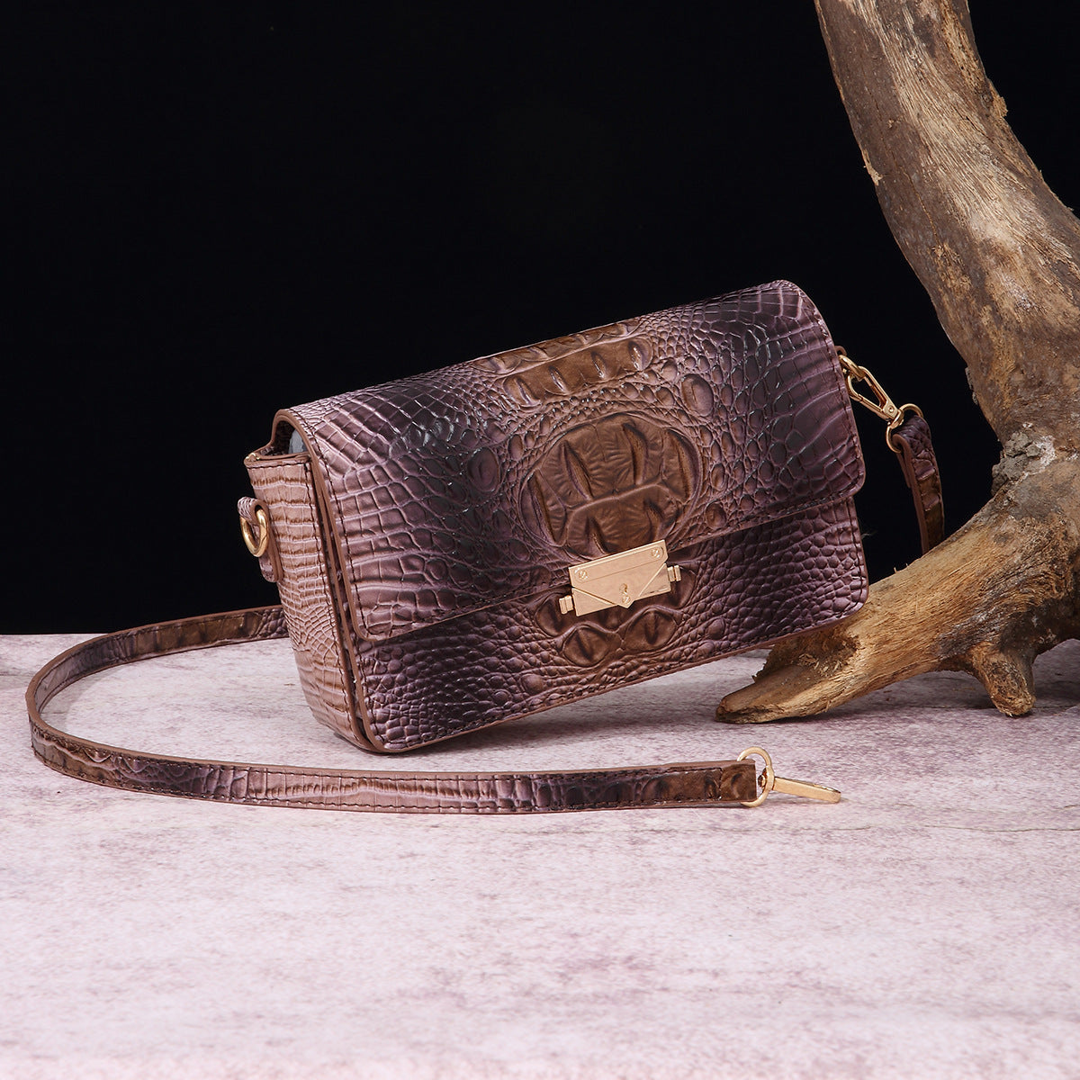 VAKKV Popular, 2025 and the Middle East for New independent station crossbody shoulder retro women's bag multi-colored crocodile pattern Brahman