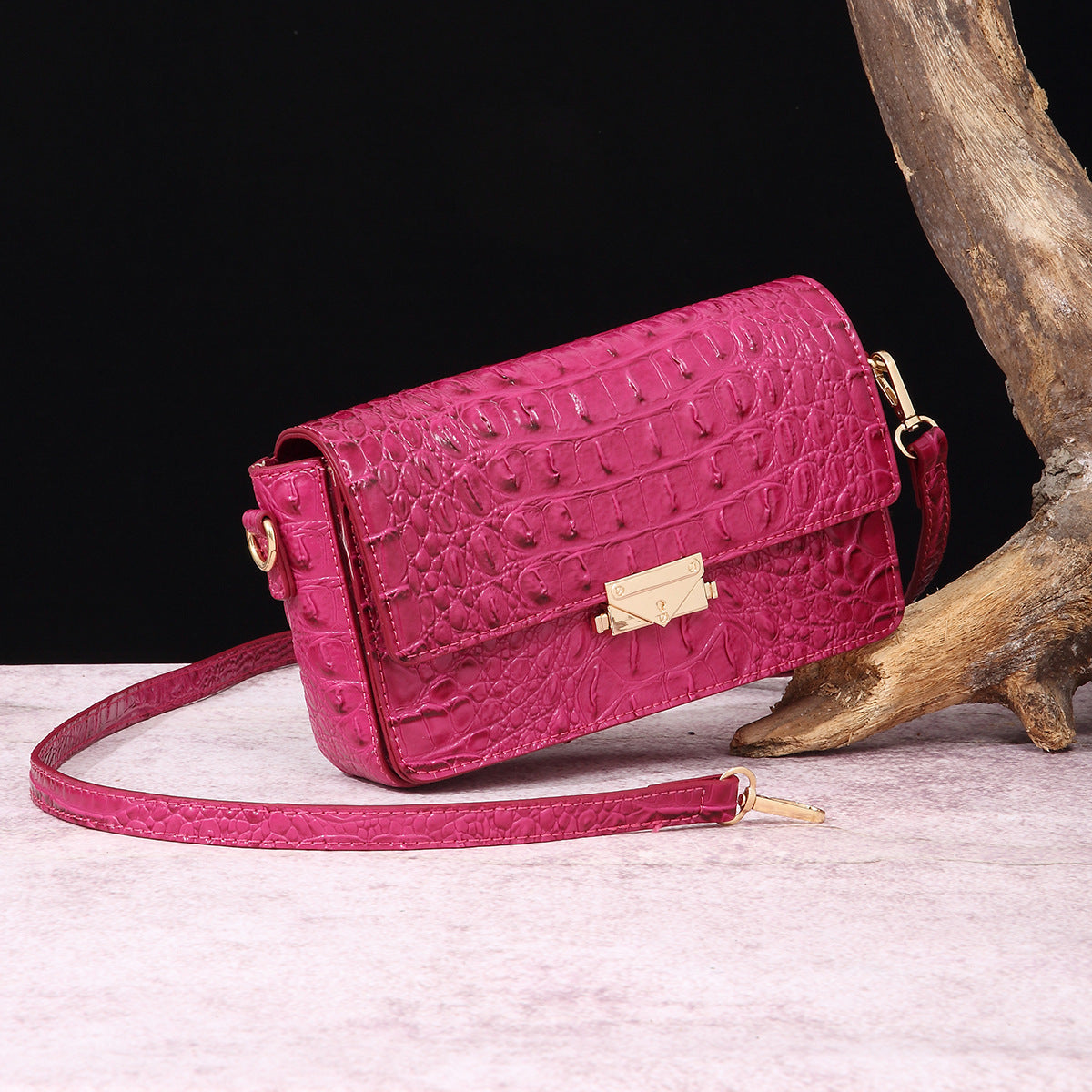 VAKKV Popular, 2025 and the Middle East for New independent station crossbody shoulder retro women's bag multi-colored crocodile pattern Brahman