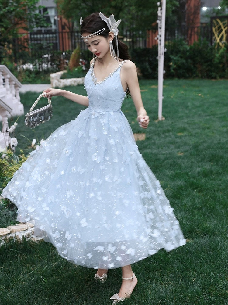 Little Evening Dress Female Spring/Summer High-End Elegant V-neck High-End Affordable Luxury Champagne Dress Daily Style Summer