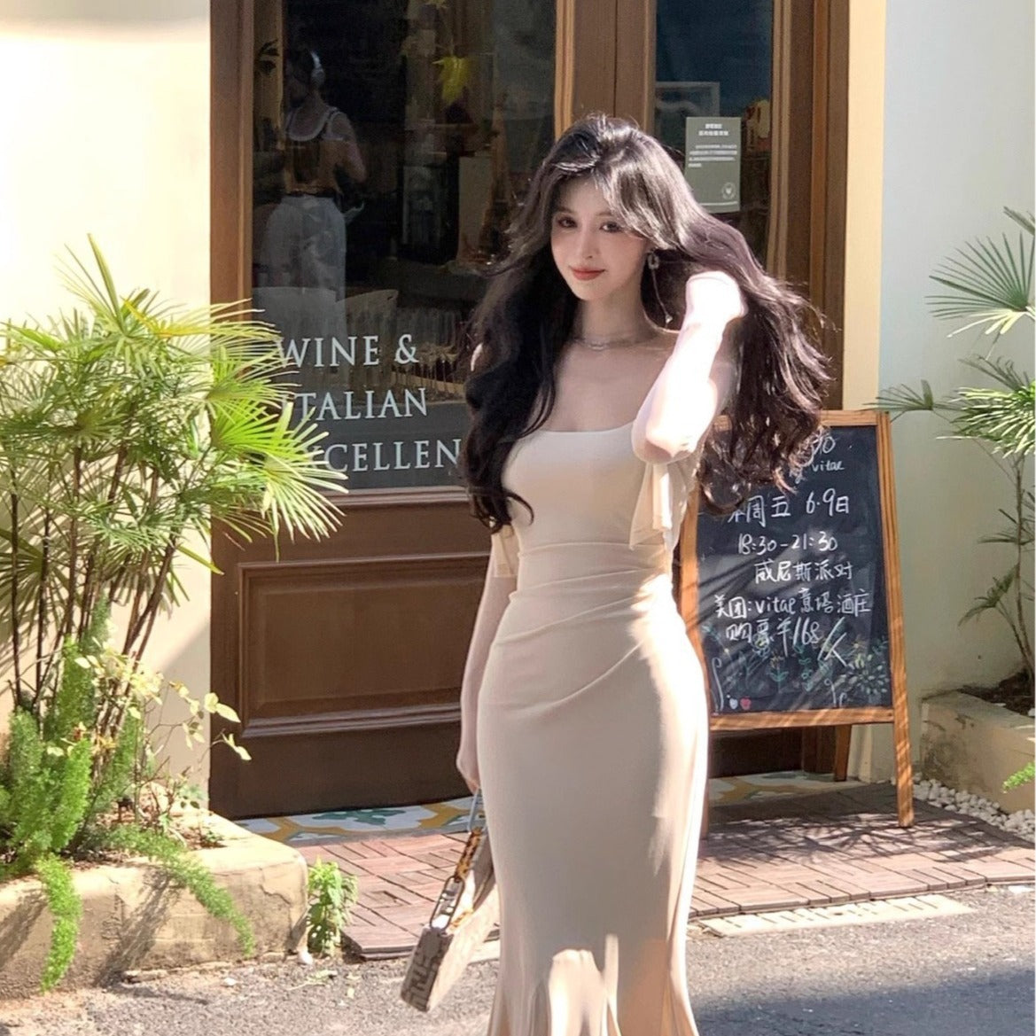 VAKKV 2025 PB242 early spring new knitted suspender dress popular female fishtail dress sexy niche skirt