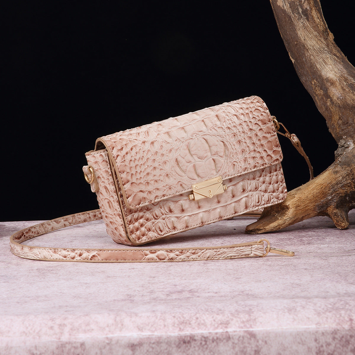 VAKKV Popular, 2025 and the Middle East for New independent station crossbody shoulder retro women's bag multi-colored crocodile pattern Brahman
