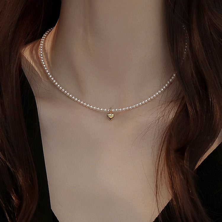 Ni Ni Same Style Pearl Necklace for Women Light Luxury Temperament High-Grade Clavicle Chain New Popular Niche Necklace
