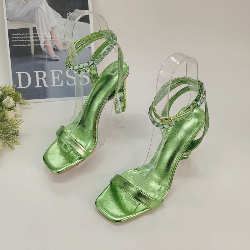 Foreign Trade Cross-Border plus Size Sandals for Women Summer New Fashion HOTan and NEWn Style Outer Wear Stiletto Heel Genuine Leather Sandals High Heel