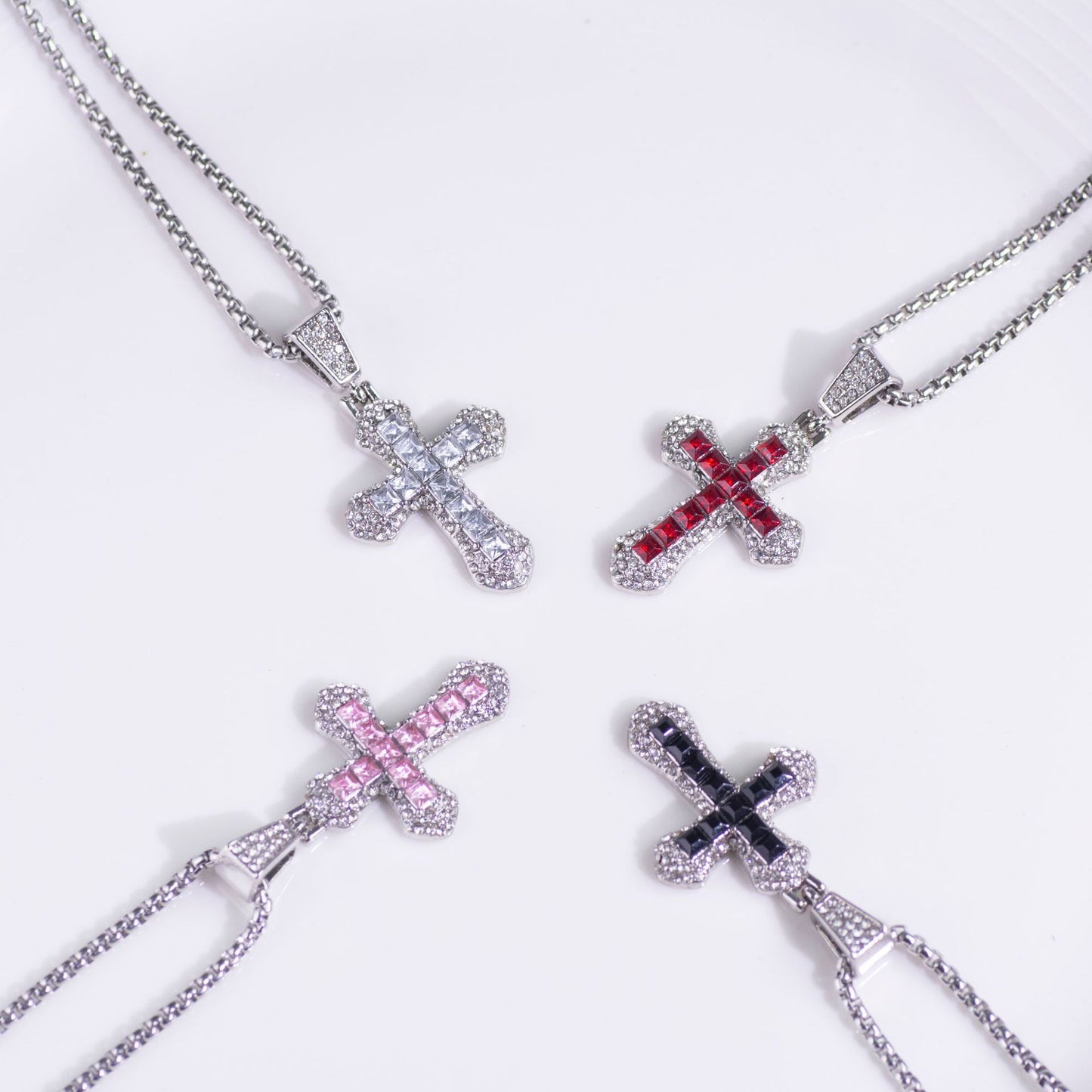 Cross-Border HOTan and NEWn Diamond Cross Necklace New Zircon Pendant Hip Hop Trend Personality Sweater Chain Ornament