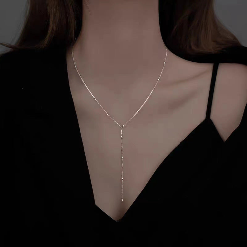 S925 Silver Light Luxury Necklace Versatile Trendy Clavicle Chain Female Butterfly Simple Niche High Sense Elegant Sweater Chain Ornament