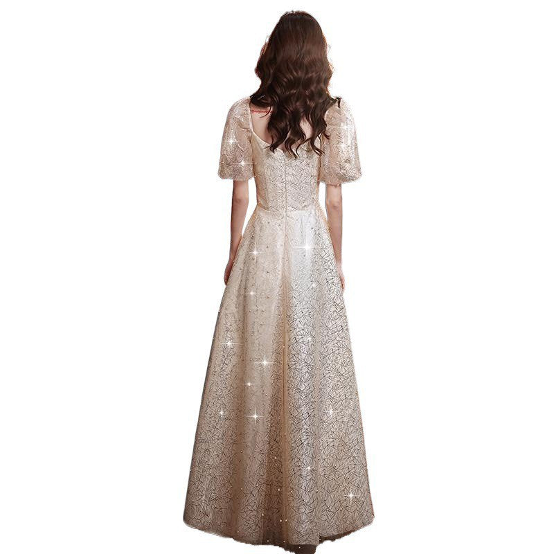 Evening Dress Dress for Women 2024 New High end Immortal Adult Style Banquet Light Luxury and Small Group Bridesmaids Champagne Students